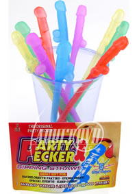Party Pecker Straws 10pk - 5 Asst Colors