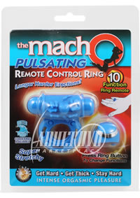 Macho Pulsating Remote Control Ring Blue