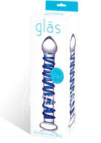 Blue Spiral Glass Dildo