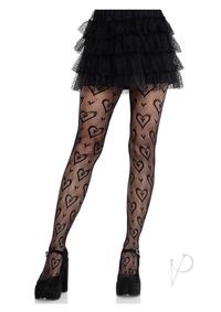 Double Heart Net Tights Black O/s