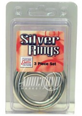 Silver Cock Ring 3 Piece Set